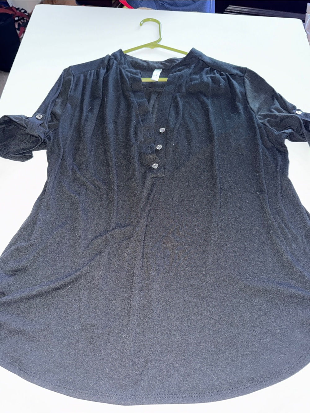 Perseption Black Button Henley Blouse